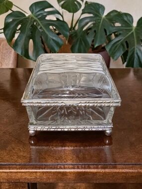 Extra Large Castilian Crystal Casket with Silver-Tone Trim